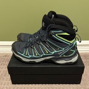 Salomon Blue and Neon Hiking Boots